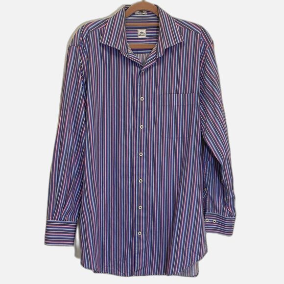 Peter Millar - Multicolor Striped Button Down Shirt - size MEDIUM  **STAIN - Picture 1 of 8